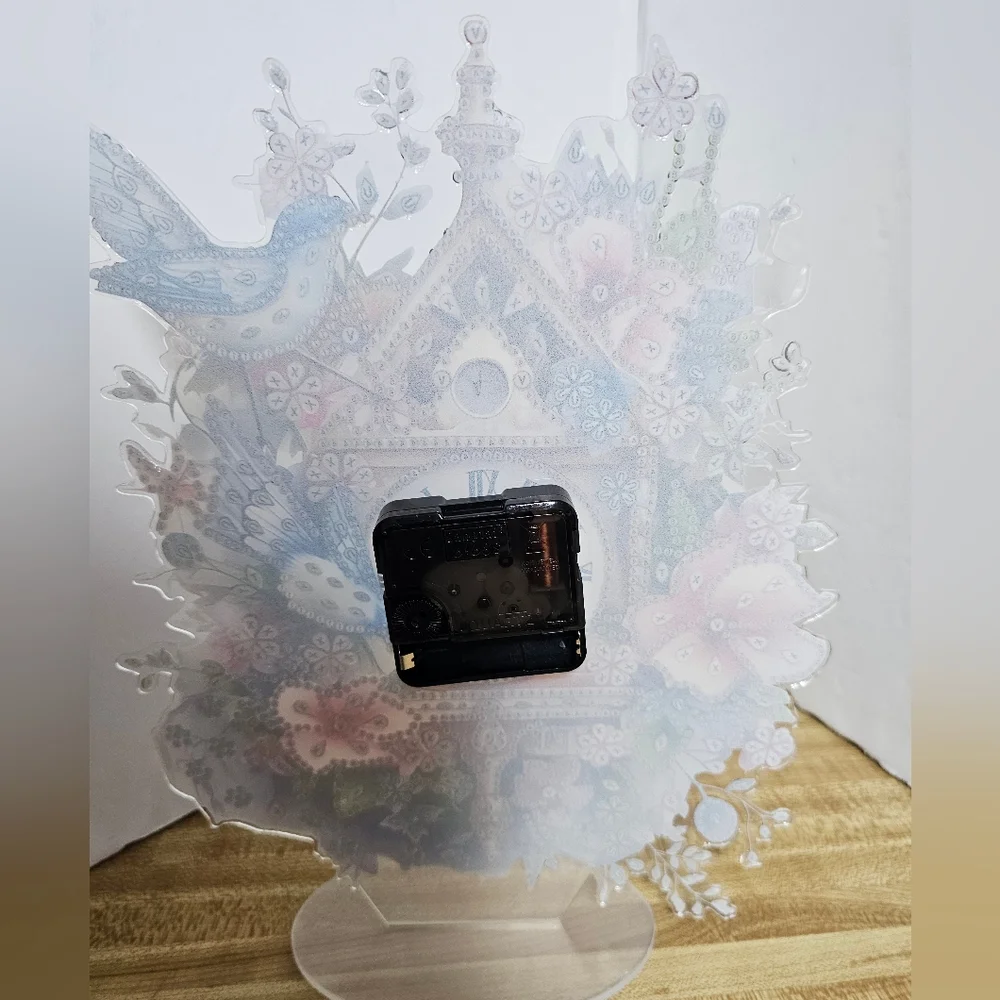 Handmade 5D Diamond Painting Clock Bluebirds Floral Birdhouse Art New 8"x11" - Picture 3 of 5